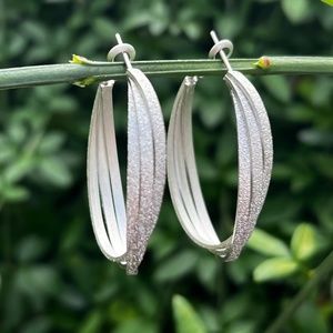 Artful Oval Swirl Hoops Silver - tone
